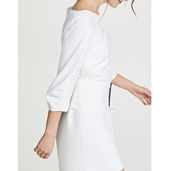 Tibi- NWT White Mini Dress with Oversized Acrylic Belt buckle - Picture 3 of 14